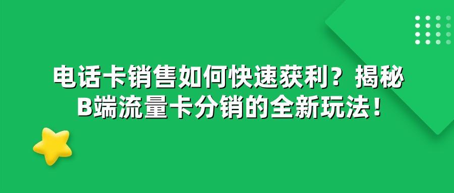 电话卡销售如何快速获利？揭秘B端流量卡分销的全新玩法！