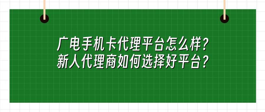 广电手机卡代理平台怎么样？新人代理商如何选择好平台？