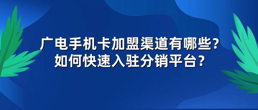 广电手机卡加盟渠道有哪些？如何快速入驻分销平台？