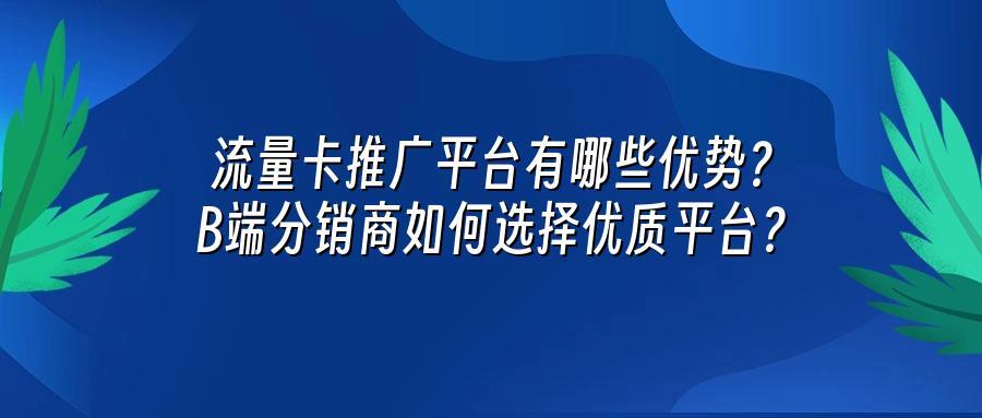 流量卡推广平台有哪些优势？B端分销商如何选择优质平台？