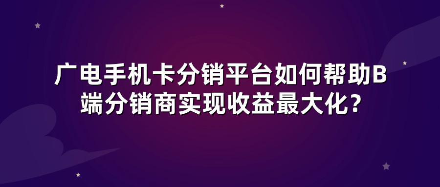 广电手机卡分销平台如何帮助B端分销商实现收益最大化？