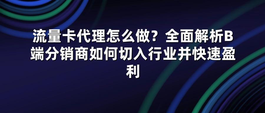 流量卡代理怎么做？全面解析B端分销商如何切入行业并快速盈利