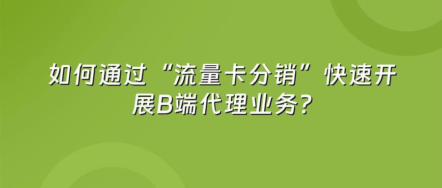 如何通过“流量卡分销”快速开展B端代理业务？