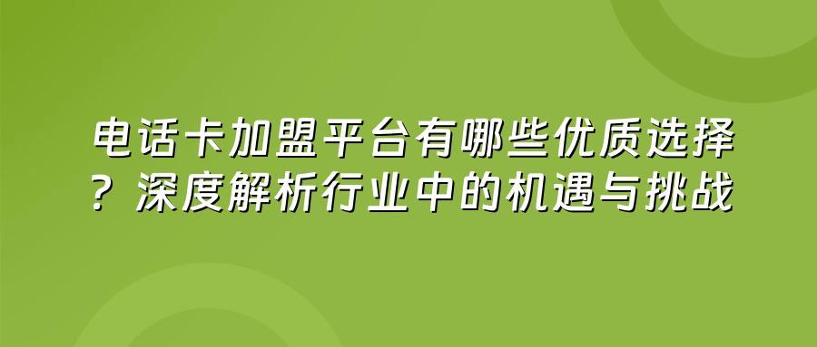 电话卡加盟平台有哪些优质选择？深度解析行业中的机遇与挑战