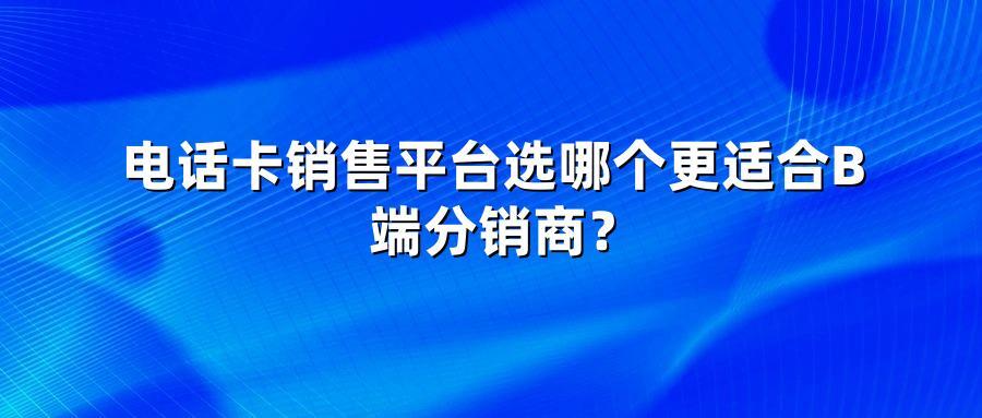电话卡销售平台选哪个更适合B端分销商？