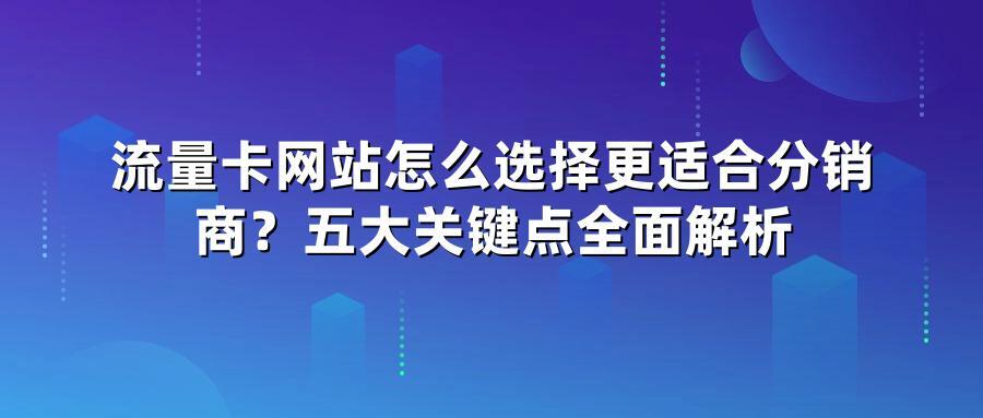 流量卡网站怎么选择更适合分销商？五大关键点全面解析