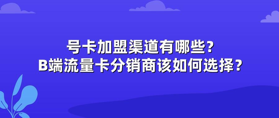 号卡加盟渠道有哪些？B端流量卡分销商该如何选择？