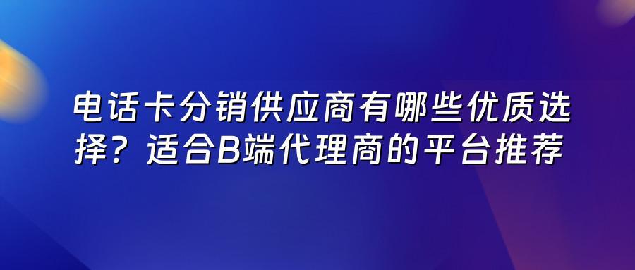 电话卡分销供应商有哪些优质选择？适合B端代理商的平台推荐