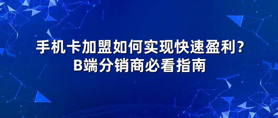 手机卡加盟如何实现快速盈利？B端分销商必看指南