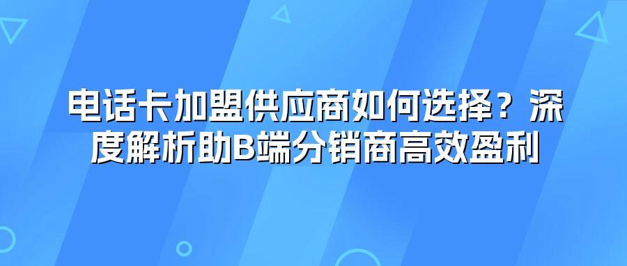 电话卡加盟供应商如何选择？深度解析助B端分销商高效盈利