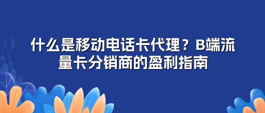 什么是移动电话卡代理？B端流量卡分销商的盈利指南
