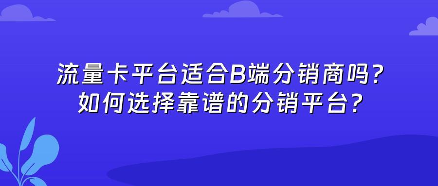 流量卡平台适合B端分销商吗？如何选择靠谱的分销平台？