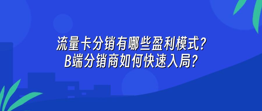 流量卡分销有哪些盈利模式？B端分销商如何快速入局？