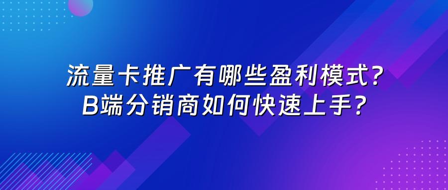 流量卡推广有哪些盈利模式？B端分销商如何快速上手？