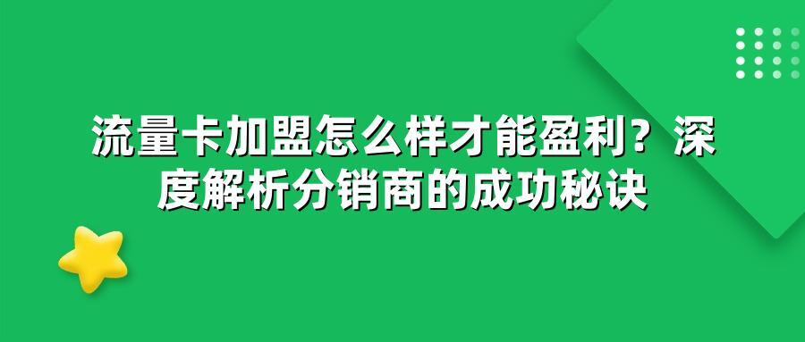 流量卡加盟怎么样才能盈利？深度解析分销商的成功秘诀