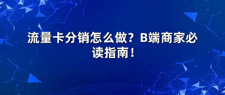 流量卡分销怎么做？B端商家必读指南！