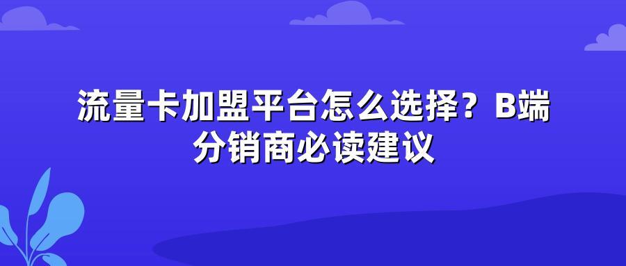 流量卡加盟平台怎么选择？B端分销商必读建议