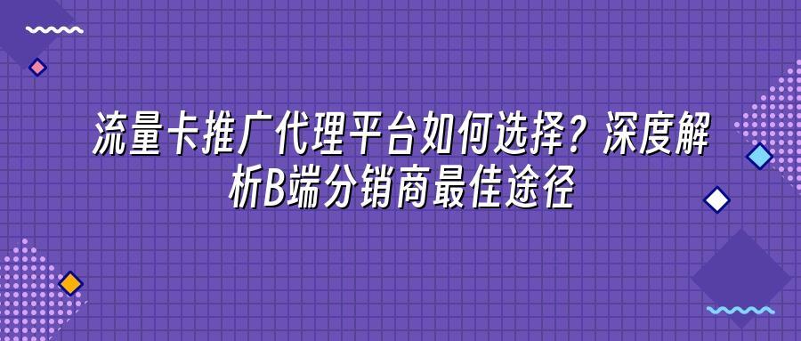 流量卡推广代理平台如何选择？深度解析B端分销商最佳途径