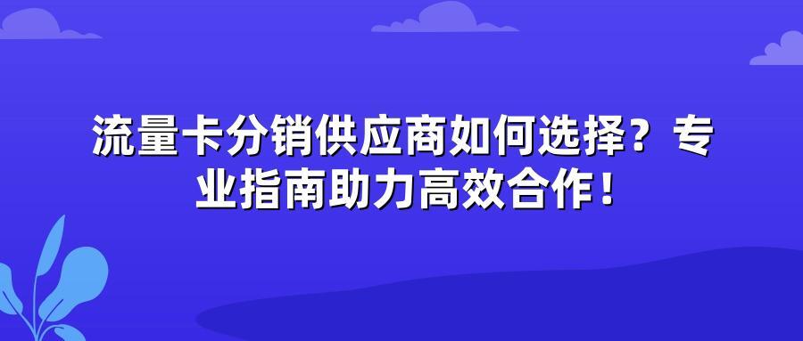 流量卡分销供应商如何选择？专业指南助力高效合作！