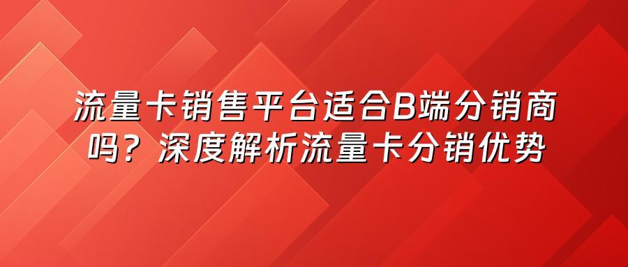 流量卡销售平台适合B端分销商吗？深度解析流量卡分销优势