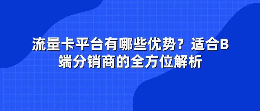 流量卡平台有哪些优势？适合B端分销商的全方位解析