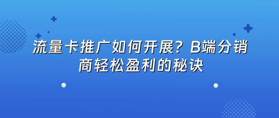 流量卡推广如何开展？B端分销商轻松盈利的秘诀