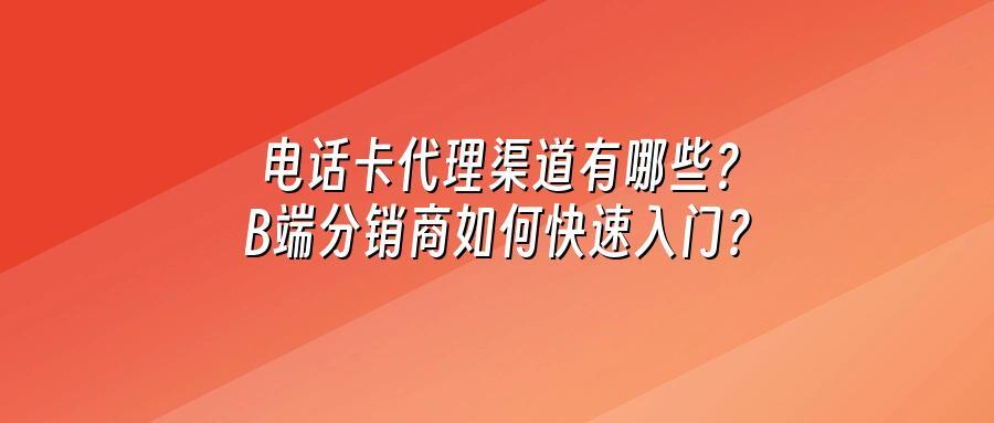 电话卡代理渠道有哪些？B端分销商如何快速入门？