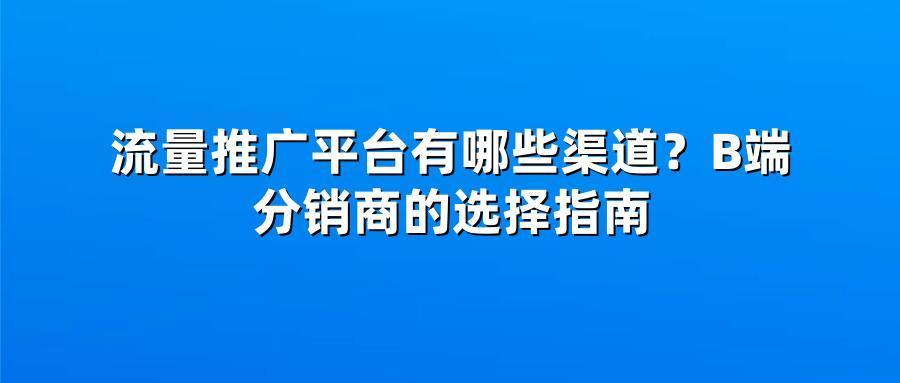 流量推广平台有哪些渠道？B端分销商的选择指南