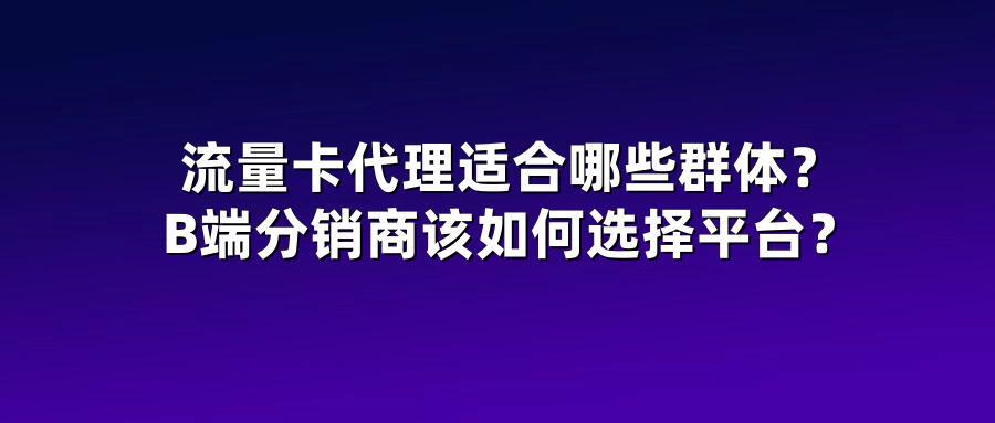流量卡代理适合哪些群体？B端分销商该如何选择平台？