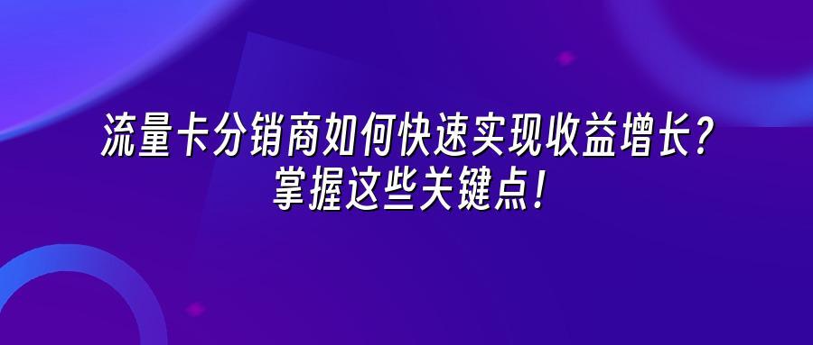 流量卡分销商如何快速实现收益增长？掌握这些关键点！