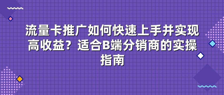 流量卡推广如何快速上手并实现高收益？适合B端分销商的实操指南