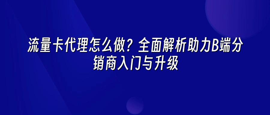 流量卡代理怎么做？全面解析助力B端分销商入门与升级