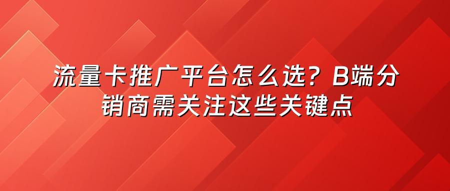 流量卡推广平台怎么选？B端分销商需关注这些关键点