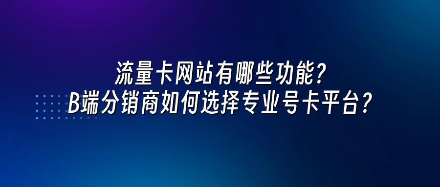 流量卡网站有哪些功能？B端分销商如何选择专业号卡平台？