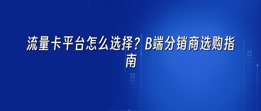 流量卡平台怎么选择？B端分销商选购指南
