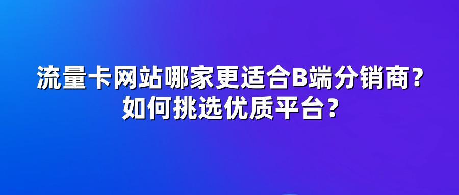 流量卡网站哪家更适合B端分销商？如何挑选优质平台？