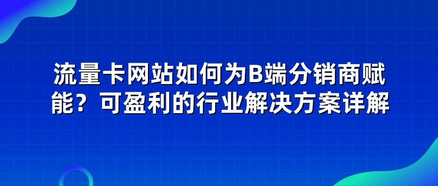 流量卡网站如何为B端分销商赋能？可盈利的行业解决方案详解