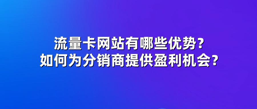 流量卡网站有哪些优势？如何为分销商提供盈利机会？