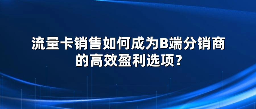 流量卡销售如何成为B端分销商的高效盈利选项？
