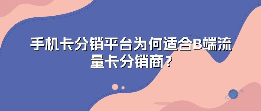 手机卡分销平台为何适合B端流量卡分销商？