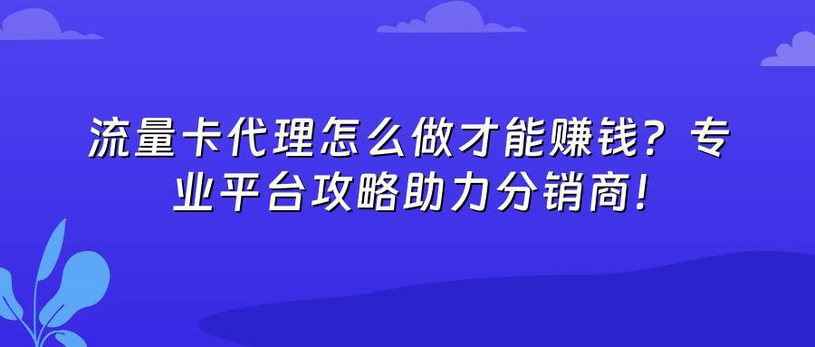 流量卡代理怎么做才能赚钱?专业平台攻略助力分销商!