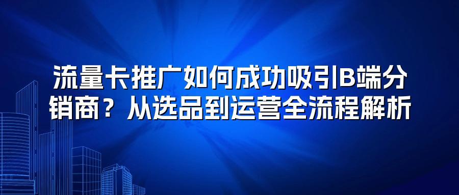 流量卡推广如何成功吸引B端分销商？从选品到运营全流程解析