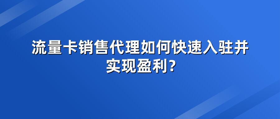 流量卡销售代理如何快速入驻并实现盈利?