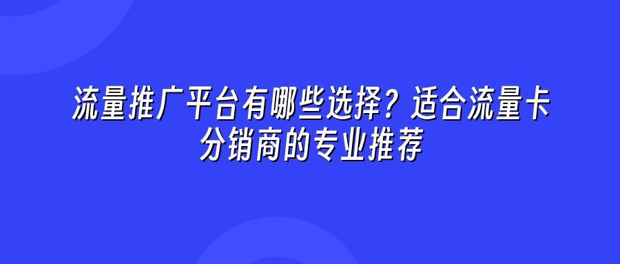 流量推广平台有哪些选择?适合流量卡分销商的专业推荐