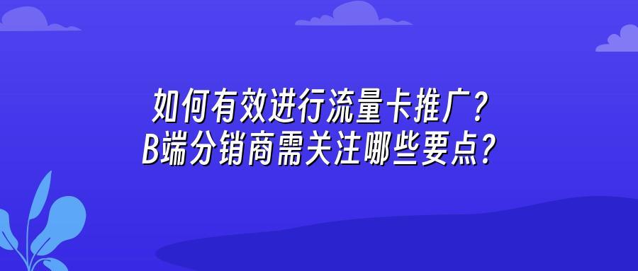 如何有效进行流量卡推广?B端分销商需关注哪些要点?