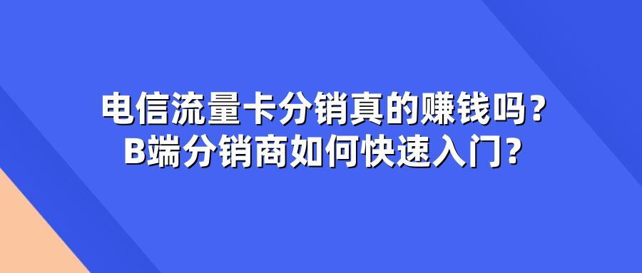 电信流量卡分销真的赚钱吗?B端分销商如何快速入门?