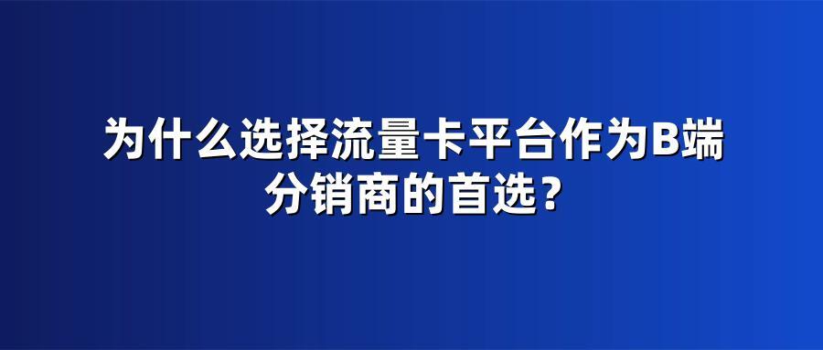 为什么选择流量卡平台作为B端分销商的首选?