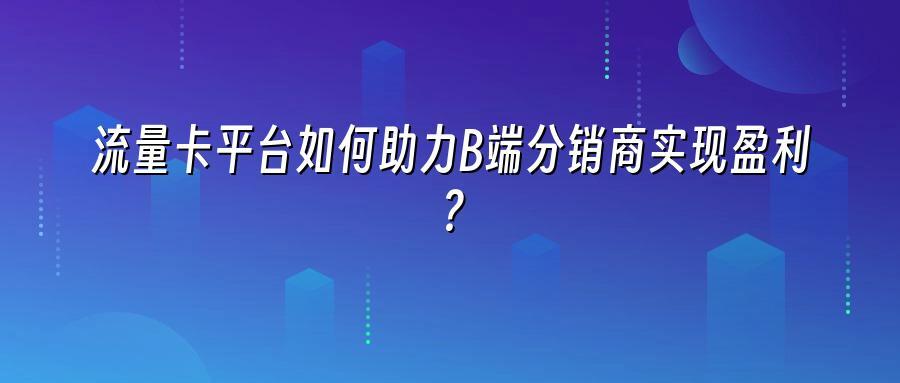 流量卡平台如何助力B端分销商实现盈利？