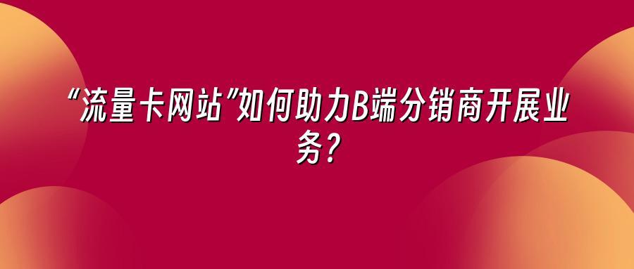 “流量卡网站”如何助力B端分销商开展业务？