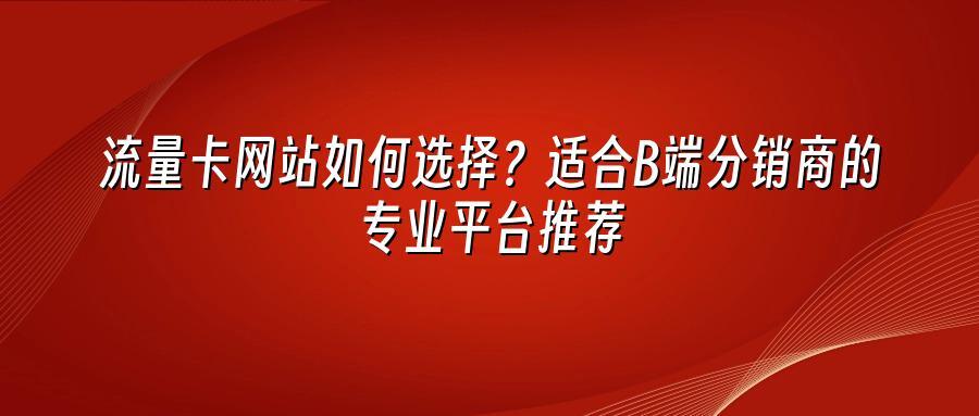 流量卡网站如何选择？适合B端分销商的专业平台推荐